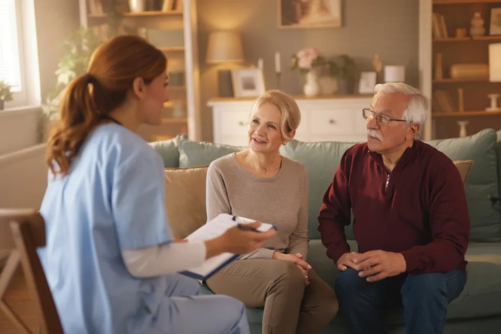 Seniors asking caregiver questions